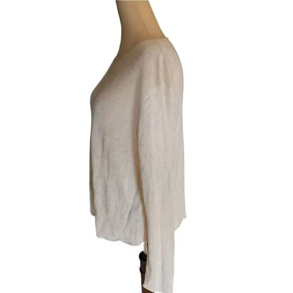 Eileen Fisher Ivory Linen Knit Sweater Scoop Large - Picture 4 of 9